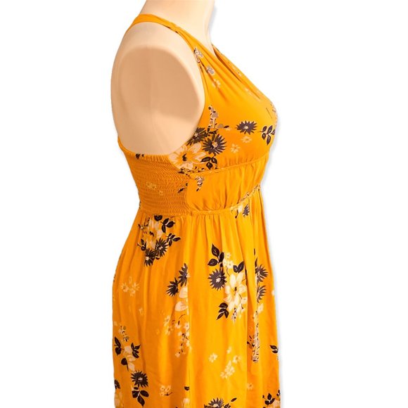 JAPNA | Yellow Floral Racerback Summer Maxi Dress | Sz S - Picture 6 of 15